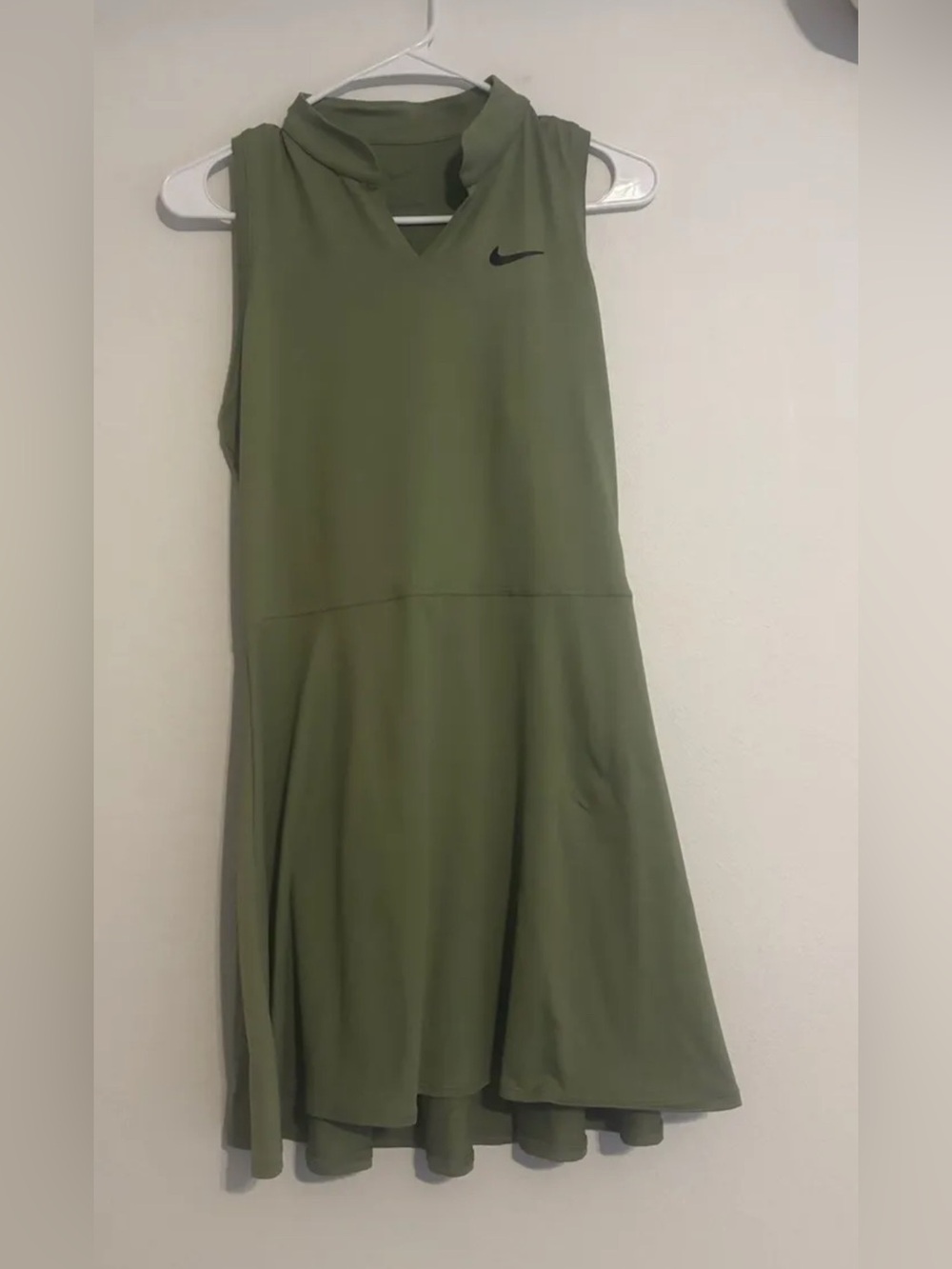 Nike Olive Green Sleeveless Mini Dress with V-Neck